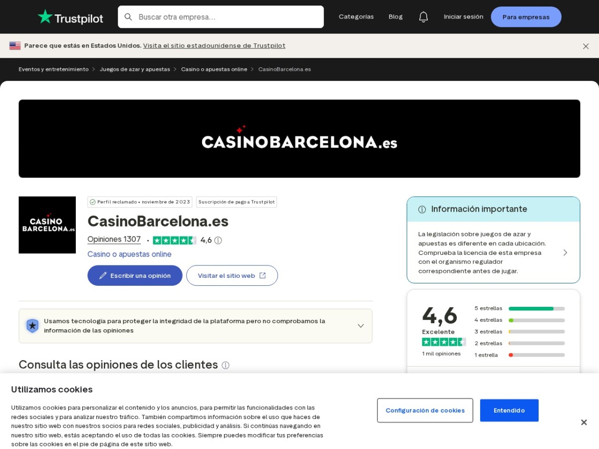 Captura suministrada del perfil público de opiniones asociado al dominio revisado