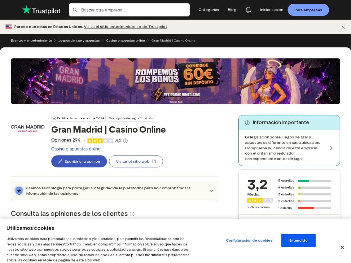 Captura suministrada del perfil público de opiniones asociado al servicio
