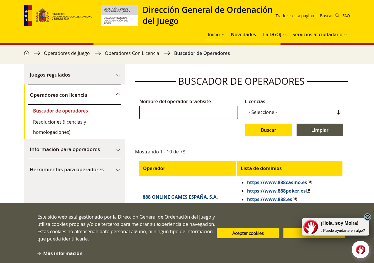 Captura fechada de DGOJ